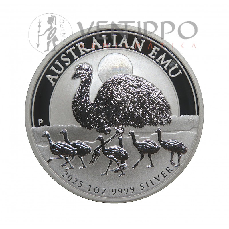 Australia, Dollar Plata ( 1 OZ ley 9999 mls ) Emu 2025, BU.