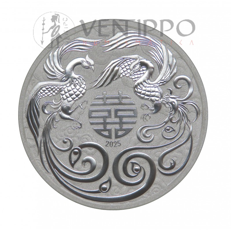 Australia, Dollar Plata ( 1 OZ  ley 9999 mls ) , Doble Fénix, 2025, BU.