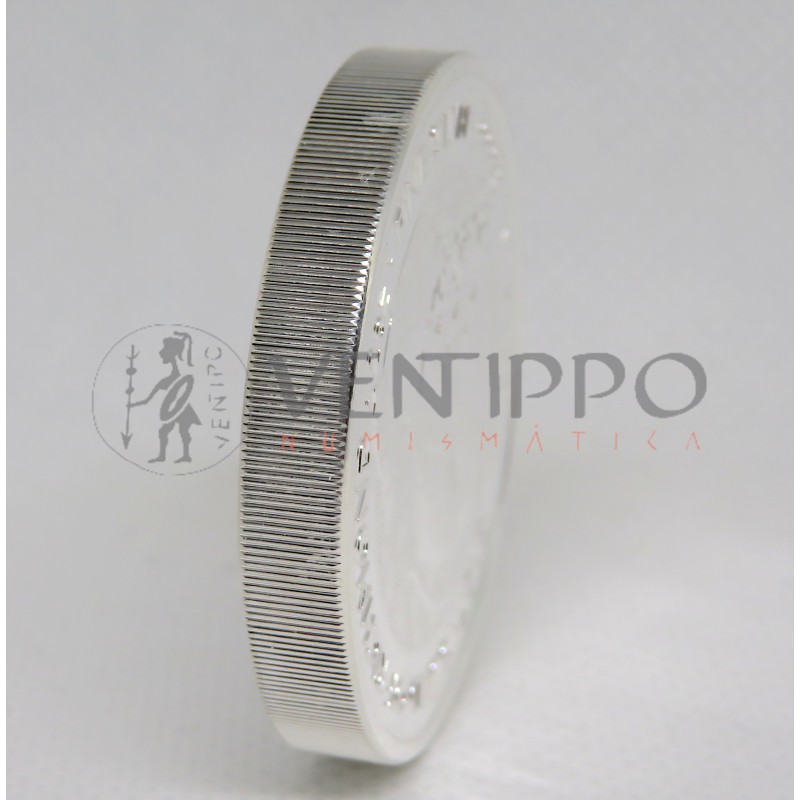 Gran Bretaña, 5 Pounds Plata ( 2 OZ ley 999 mls ) Serie Bestias Tudor 2025: Galgo de Richmond, BU.