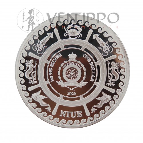 Niue, Dollar Plata ( 1 OZ ley 999 mls ) Sirena 2025, BU.