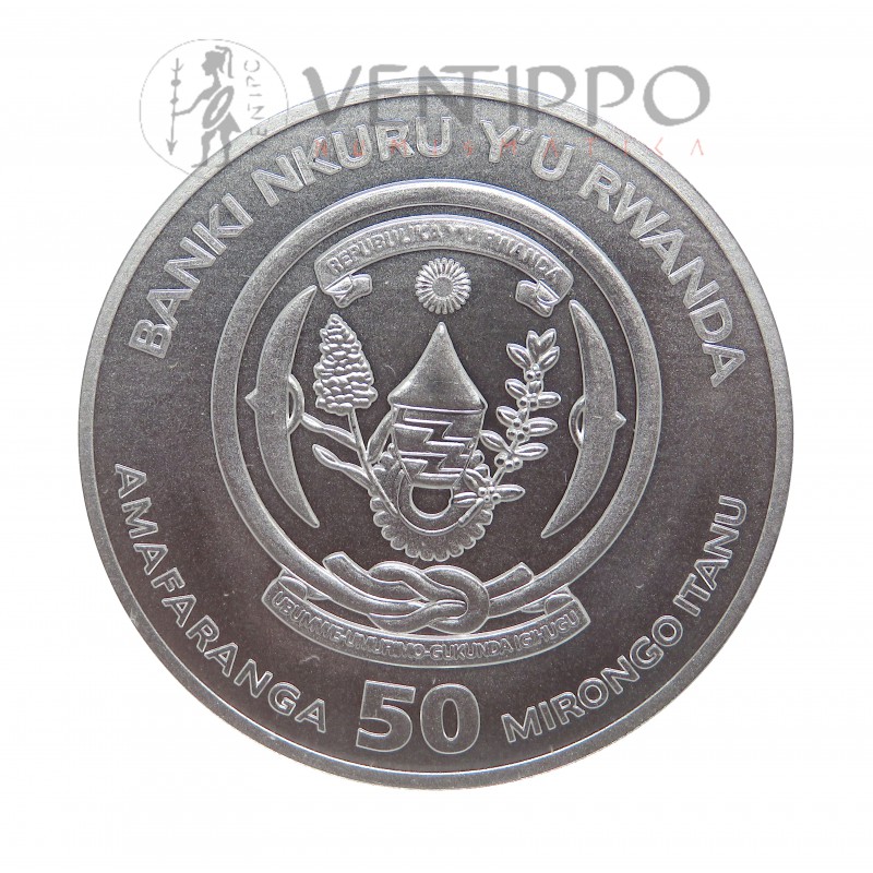 Ruanda, 50 Francs Plata ( 1 OZ ley 999 mls ) 2026 Año Lunar del Caballo, BU.