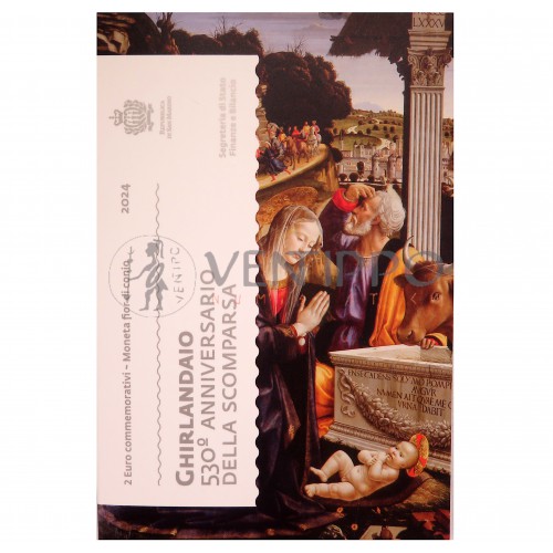 San Marino, 2 € Cartera Oficial, 550 aniversario Muerte Ghirlandaio, FDC