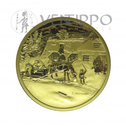 Canadá, 200 $ Oro ( 17,13 grs ley 917 mls ), Serie Arte Canadiense: Krieghoff, 2001, Proof, estuche + certificado