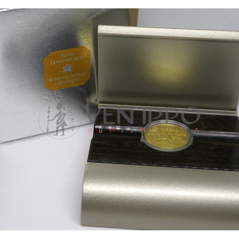 Canadá, 200 $ Oro ( 17,13 grs ley 917 mls ), Serie Arte Canadiense: Krieghoff, 2001, Proof, estuche + certificado