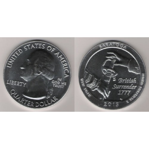 ESTADOS UNIDOS, QUARTER DOLLAR (5 OZ. PLATA 999 mls), 2015 SARATOGA