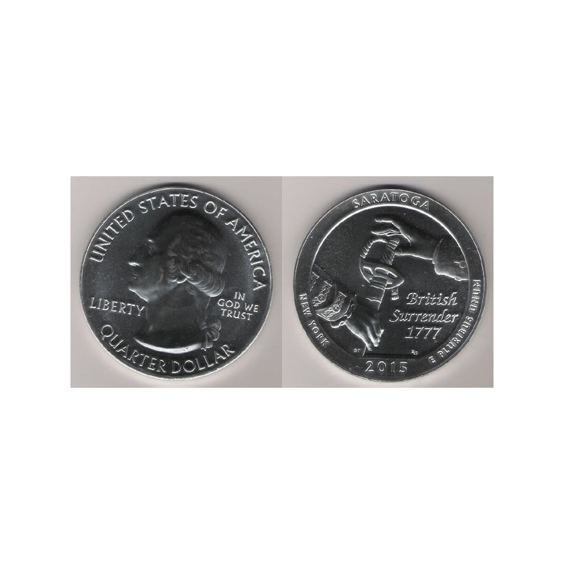 ESTADOS UNIDOS, QUARTER DOLLAR (5 OZ. PLATA 999 mls), 2015 SARATOGA