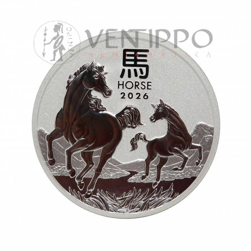 Australia, 2 $ plata (62,20 grs ley 9999 mls) Serie Lunar III, Año del Caballo 2026 BU
