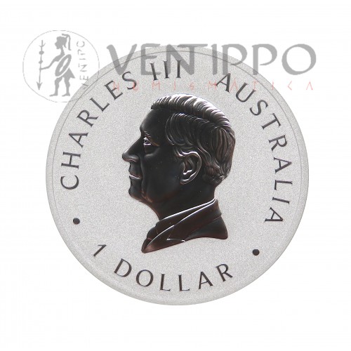 Australia, Dollar Plata ( 1 OZ ley 9999 mls ) Brumby coloreado, BU Estuche + certificado