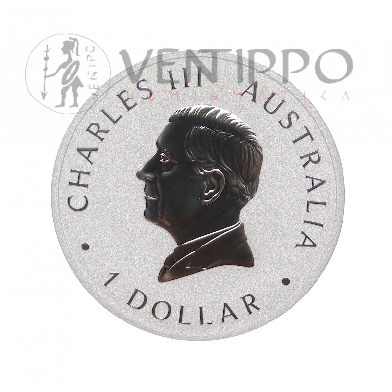 Australia, Dollar Plata ( 1 OZ ley 9999 mls ) Brumby coloreado, BU Estuche + certificado