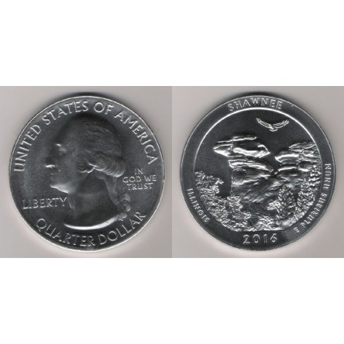 ESTADOS UNIDOS, QUARTER DOLLAR (5 OZ. PLATA 999 mls), 2016 SHAWNEE, ILLINOIS