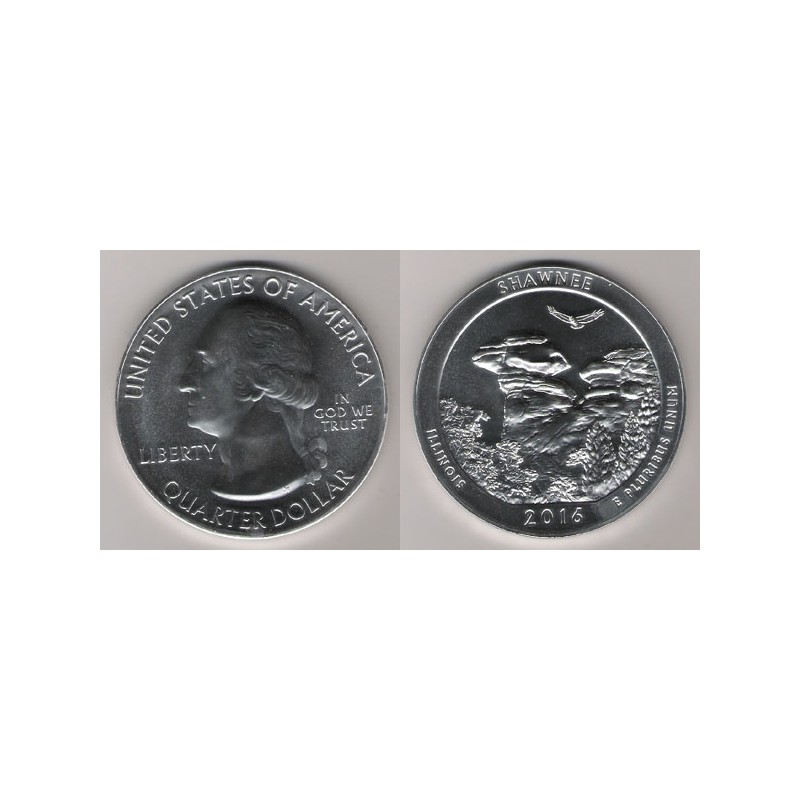 ESTADOS UNIDOS, QUARTER DOLLAR (5 OZ. PLATA 999 mls), 2016 SHAWNEE, ILLINOIS