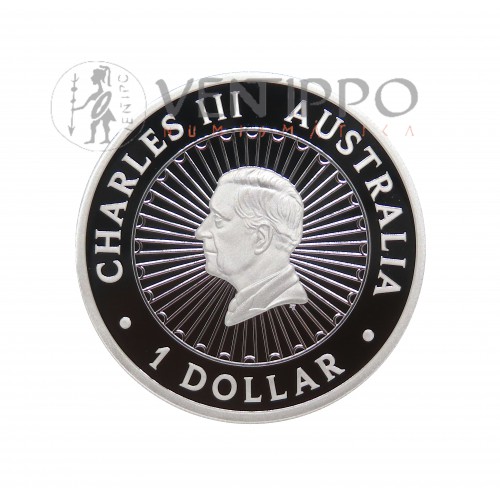 Australia, 1 $ Plata ( 1 OZ ley 9999 mls ) Great Southern Land 2025, Proof con Jaspe