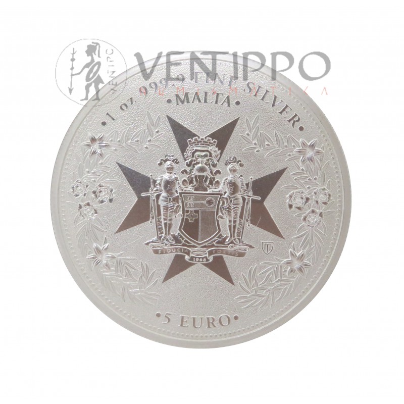 Malta, 5 € Plata ( 1 OZ ley 999 mls ) 2025, Golden Eagle, BU