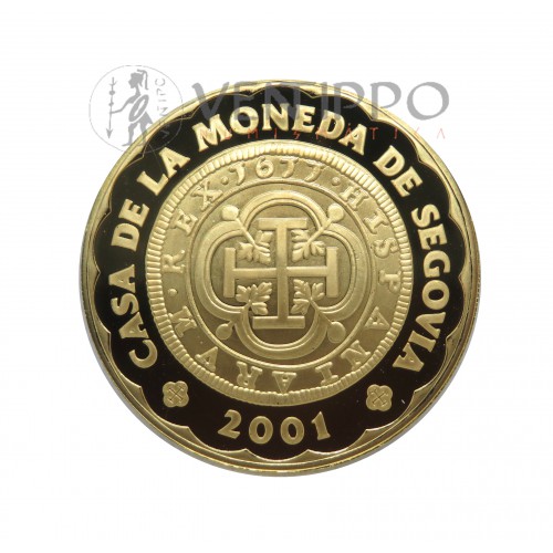 España, 80000 Pesetas Oro ( 27 grs Ley 999 mls ) Casa de la Moneda  de Segovia, 2001, Proof.