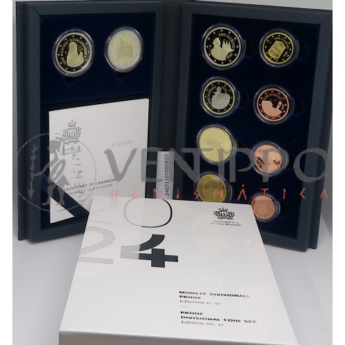 San Marino, Estuche Proof 2024, 8 Valores + 2 y 2€ Conmemorativos