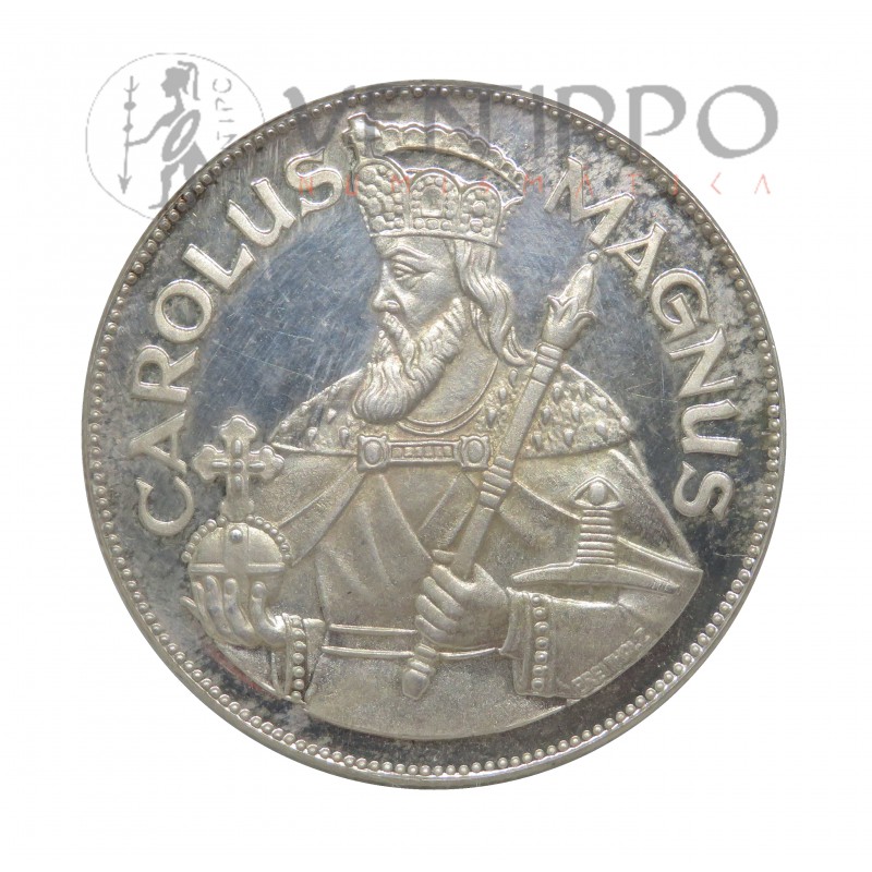 Andorra, 50 Diners Plata ( 28 grs. ley 900 mls ) 1960 Carlomagno Ex-Proof Andorra, 50 Diners Plata ( 28 grs. ley 900 mls ) 1960 Carlomagno Ex-Proof