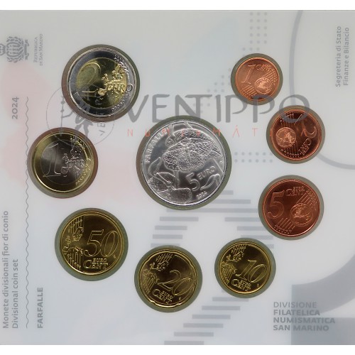 San Marino, Cartera Ofial 9 Valores, 2024, Farfalle, FDC