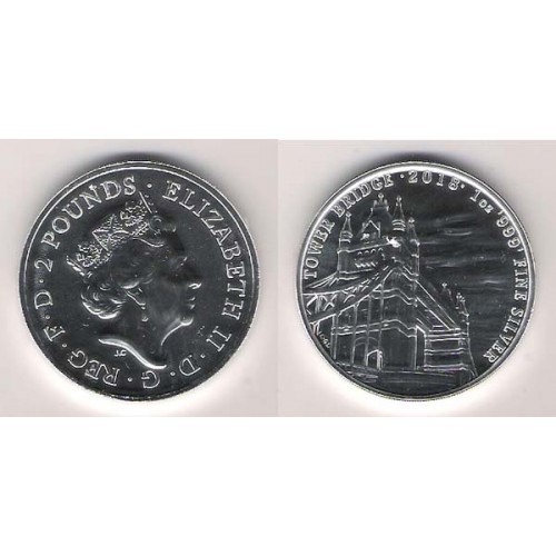 GRAN BRETAÑA, 2 POUNDS PLATA ( 1 OZ. 999 mls. ) TOWER BRIDGE 2018