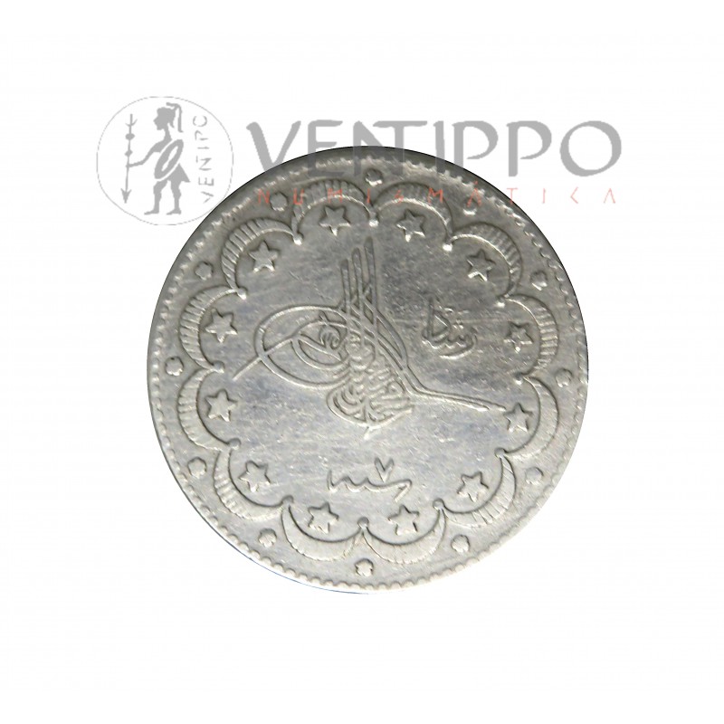 Imperio Otomano, 10 kurus plata, 1915 Mehmed V, MBC+
