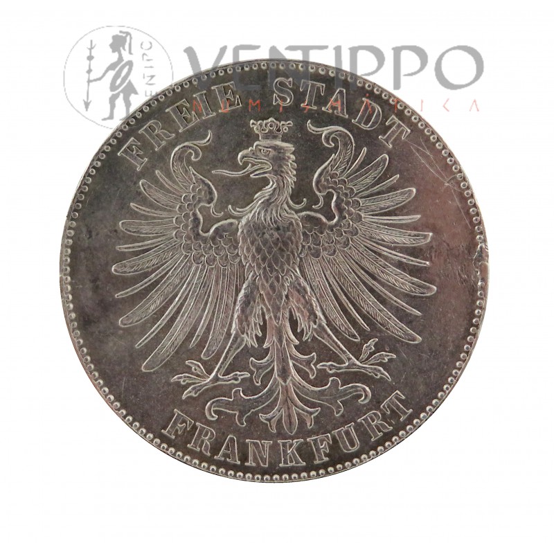 Frankfurt, Gulden Plata ( 18,42 grs ley 900 mls ) 1859 Centenario Schiller, EBC