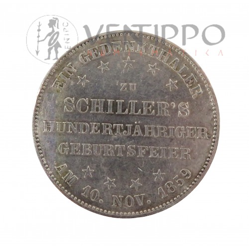 Frankfurt, Gulden Plata ( 18,42 grs ley 900 mls ) 1859 Centenario Schiller, EBC