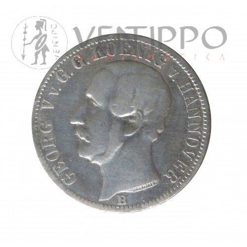 Hannover, 1/6 Vereins Thaler Plata, 1860 Jorge V