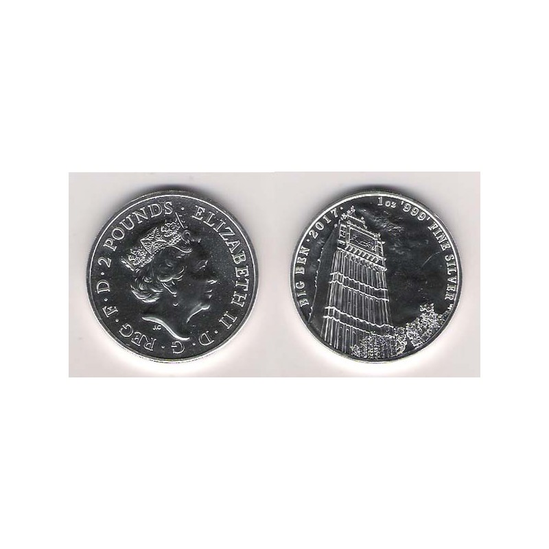 GRAN BRETAÑA, 2 POUNDS PLATA (1 OZ. 999 mls) BIG BEN 2017 BU