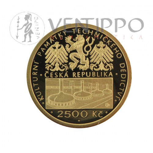 República Checa, 2500 Coronas Oro ( 7,78 grs, Ley 9999 mls ) 2008, Cervecería en Pilsen, Proof.