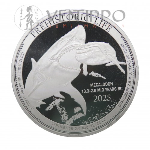 Congo, 20 Francs Plata ( 1 OZ ley 999 mls ) 2025. Megalodón, BU.