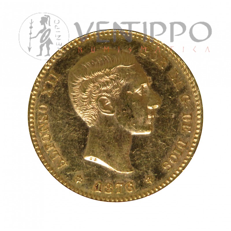 Alfonso XII, 25 Pesetas Oro ( 8'07 grs ley 900 mls ) 1876 ( *18 *76 ) DE.M