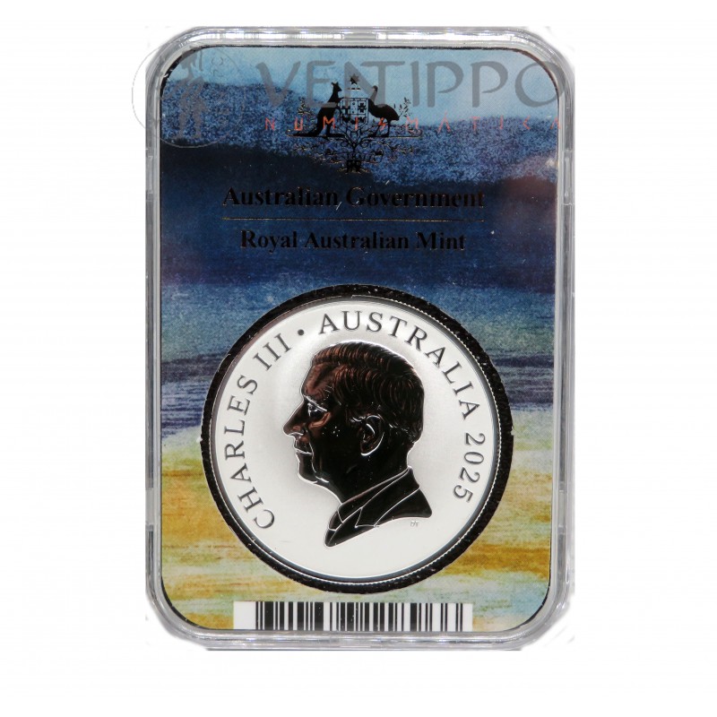 Australia, 1 $ Plata ( 1 OZ 9999 mls ) Canguro RAM Bush Capital 2'25, Frosted Uncirculated.