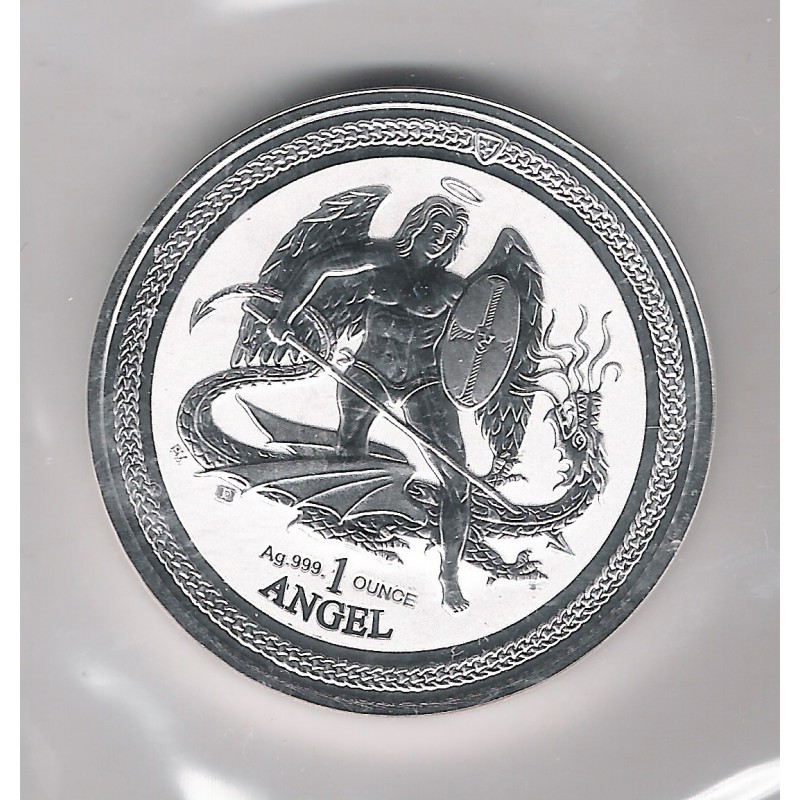 ISLA DE MAN, 1 ANGEL PLATA ( 1 OZ. 999 mls), 2016 BU