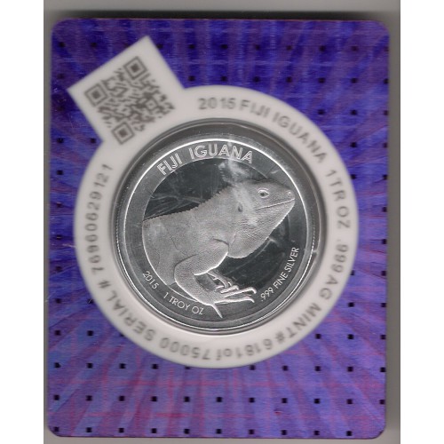 ISLAS FIJI, 1 $ PLATA ( 1 OZ. 999 mls), IGUANA 2015 PROOFLIKE