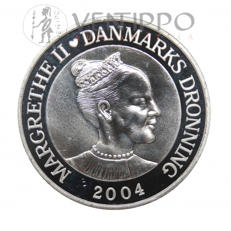 Dinamarca, 200 Kroner Plata ( 1 OZ  ley 999 mls ) Boda príncipe heredero Federico, 2004, BU