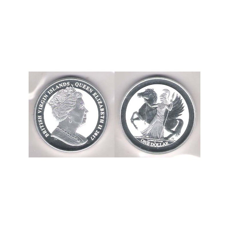 ISLAS VÍRGENES, 1 $ PLATA ( 1 OZ. LEY 999 mls. ), PEGASO 2017, PROOF