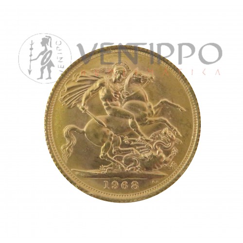 Gran Bretaña, One Sovereign Oro ( 7,99 grs. ley 917 mls ) Elizabeth II, 1968, EBC+