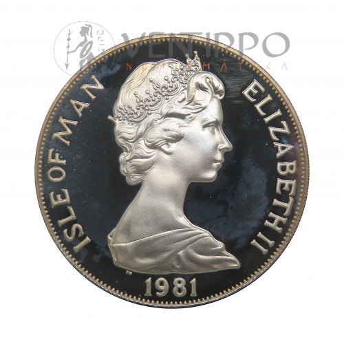 Isla de Man, 2 x Crown Plata, 1981, Boda Príncipes de Gales, estuche + certificado