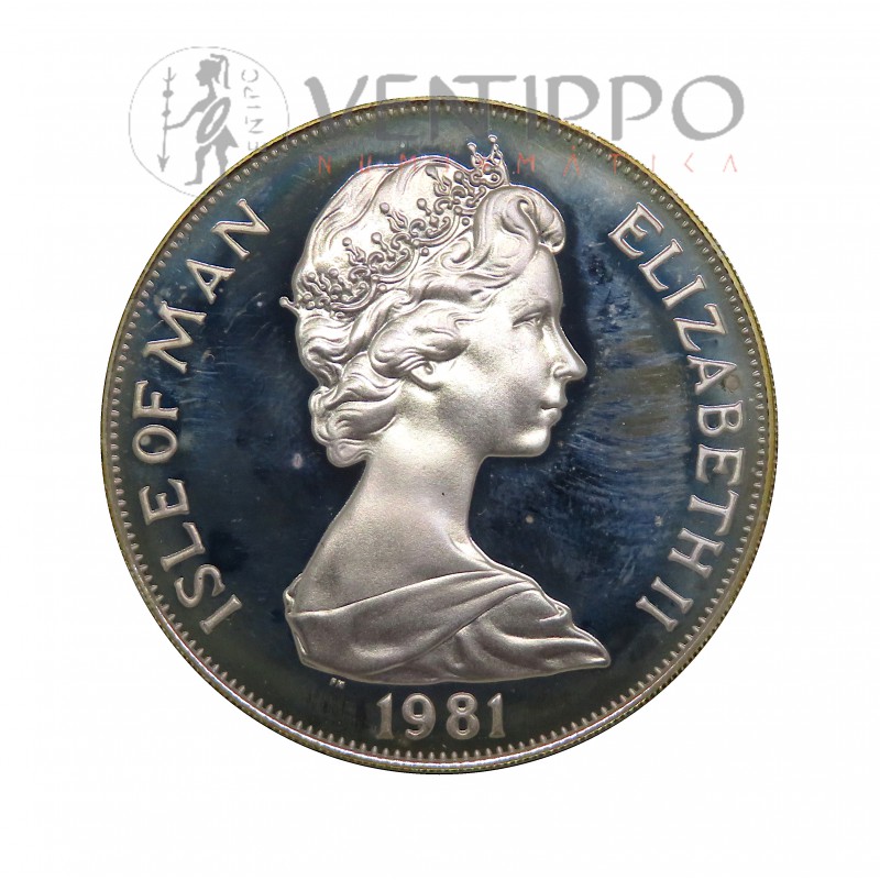 Isla de Man, 2 x Crown Plata, 1981, Boda Príncipes de Gales, estuche + certificado