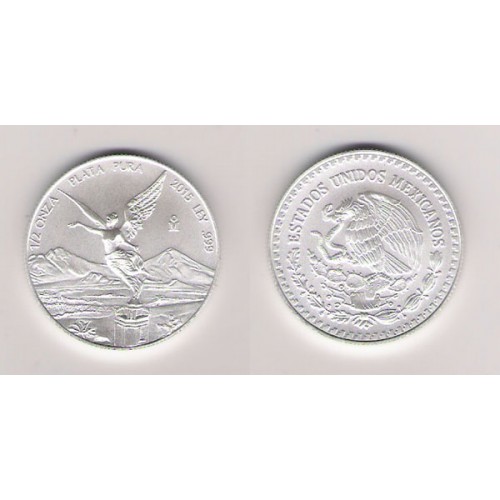 MÉXICO, 1/2 ONZA PLATA (999 mls) LIBERTAD 2015, S/C