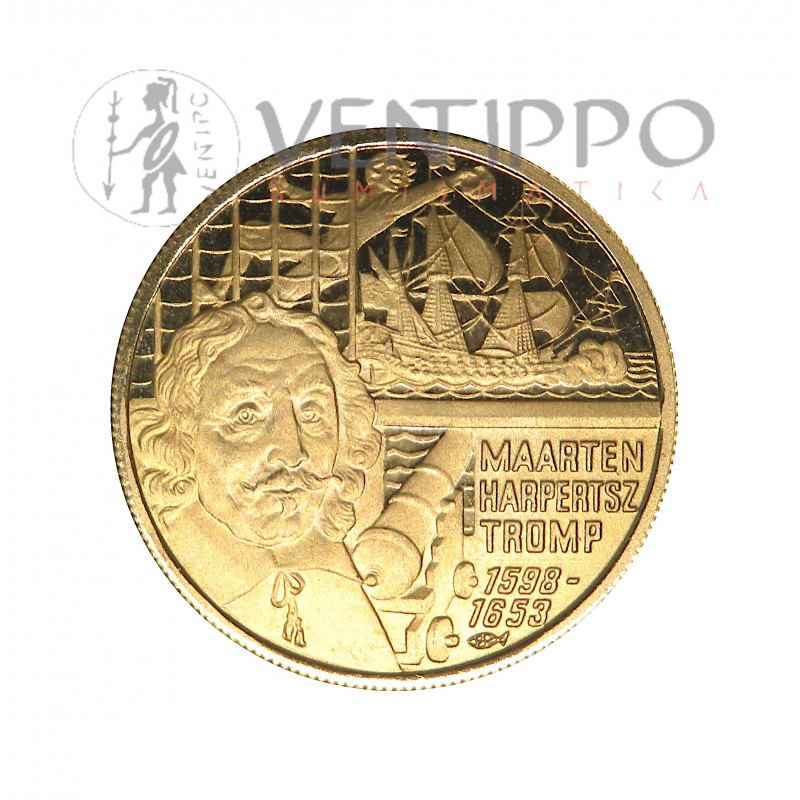 Países Bajos, 100 Euro Oro ( 3'49 grs ley 916 mls ) 1998 IV Cent. Nacimiento M.H. Tromp, Proof.