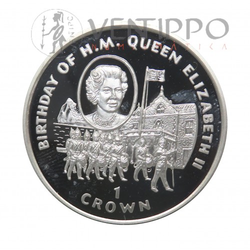 Gibraltar, 1 Crown Plata, 1997 Aniversario Reina, ceremonia de las llaves, Proof