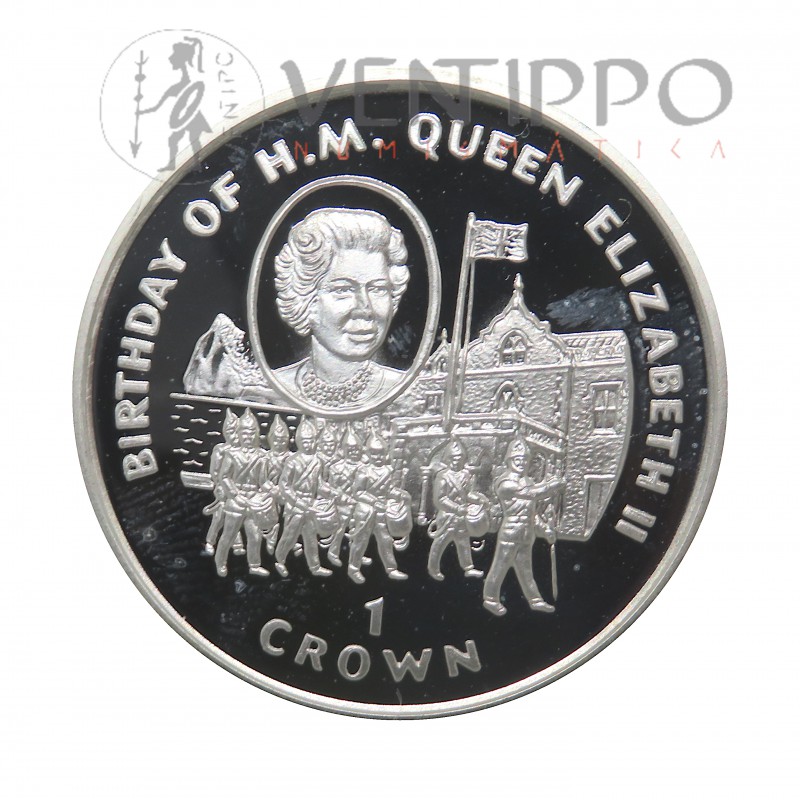 Gibraltar, 1 Crown Plata, 1997 Aniversario Reina, ceremonia de las llaves, Proof