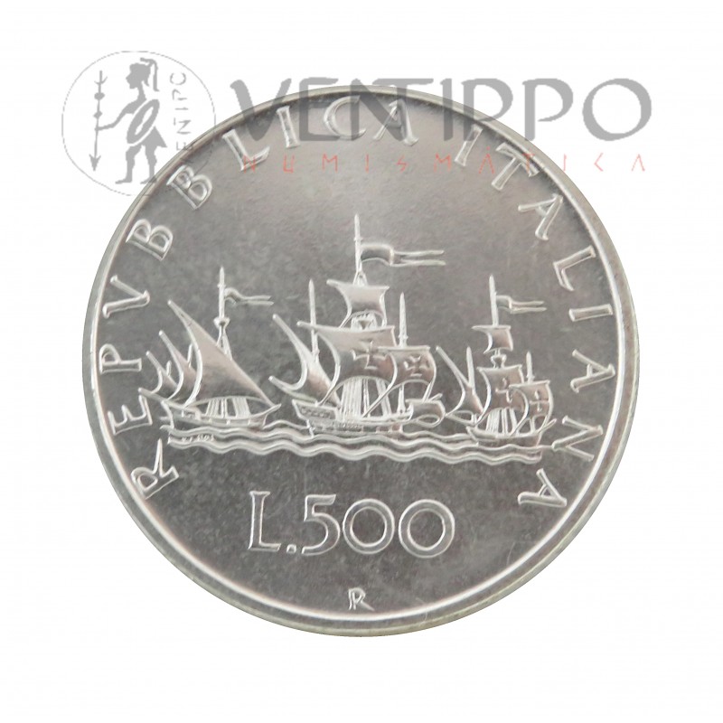 Italia, 500 Liras Plata, Serie Divisional 1998, BU, escasa.
