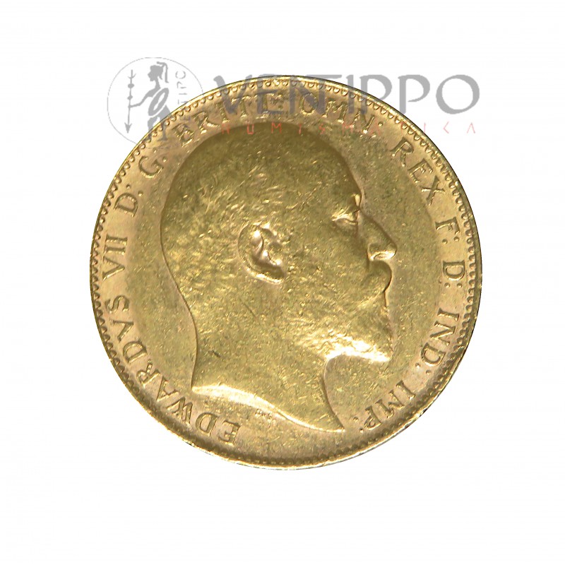 Gran Bretaña, Sovereign Oro ( 7'99 gramos ley 917 mls ) Eduardo VII 1904, serie San Jorge y Dragón EBC