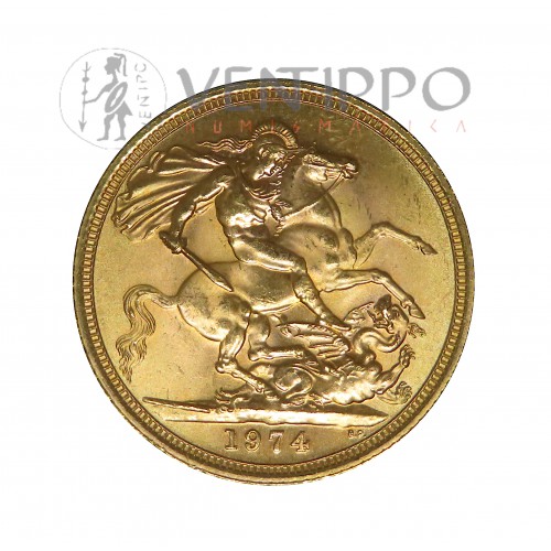 Gran Bretaña, One Sovereign Oro ( 7,99 grs. ley 917 mls ) Elizabeth II, 1974, SC-