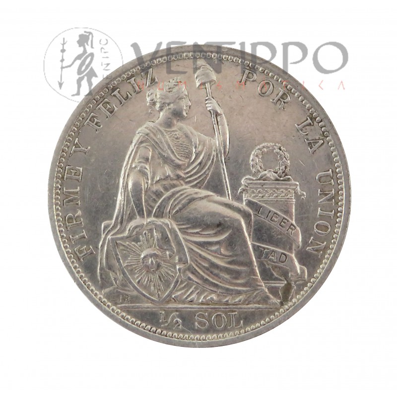 Perú, 1/2 Sol Plata ( 12'46 grs ley 900 mls ) 1914 EBC-