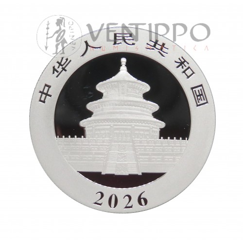 China, 10 Yuan Plata ( 30 grs, ley 999 mls ) Panda 2026, BU