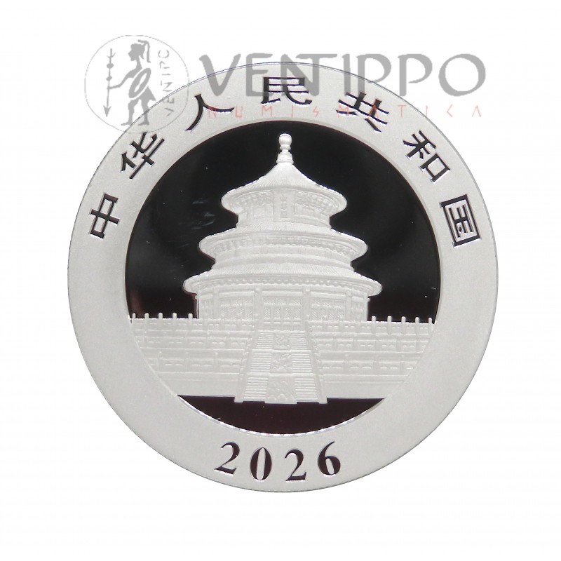 China, 10 Yuan Plata ( 30 grs, ley 999 mls ) Panda 2026, BU