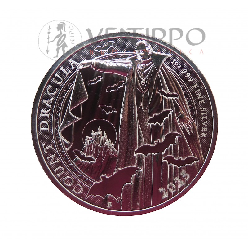 Gran Bretaña, 2 Pounds Plata ( 1 OZ 999 mls ) Conde Drácula, 2025, BU