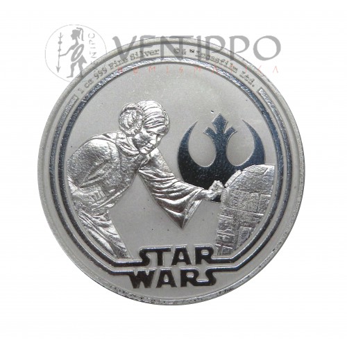 Niue, 2 $ Plata ( 1 OZ  ley 999 mls ) Princesa Leia, 2015, BU